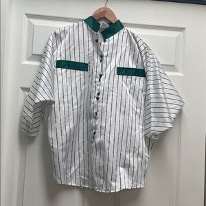 Vintage Striped White and Green Top